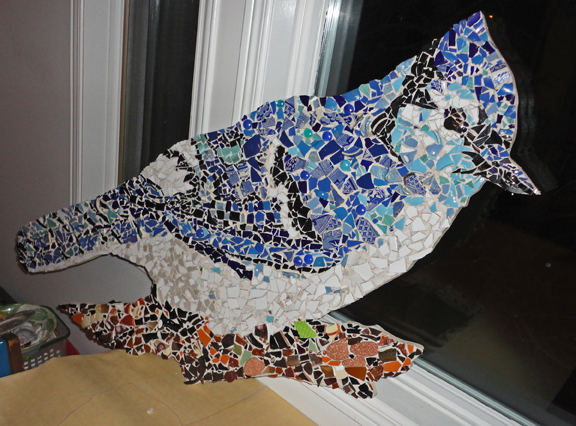 Mosaic Blue Jay by Sheila Gregory and Eugene Knapik