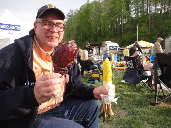 Smoked Turkey leg and corn on the cob