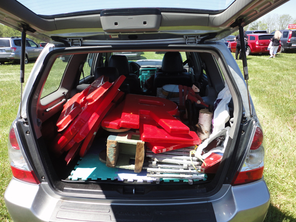 car full of junk (we needed this stuff, honest)