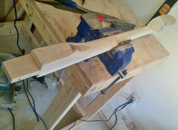 neck for new mountain banjo: in progress