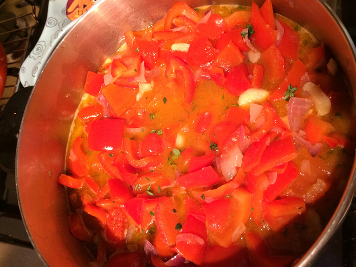 come together.... right now...over soup....cooking it down now for 3/4 of an hour with some white wine