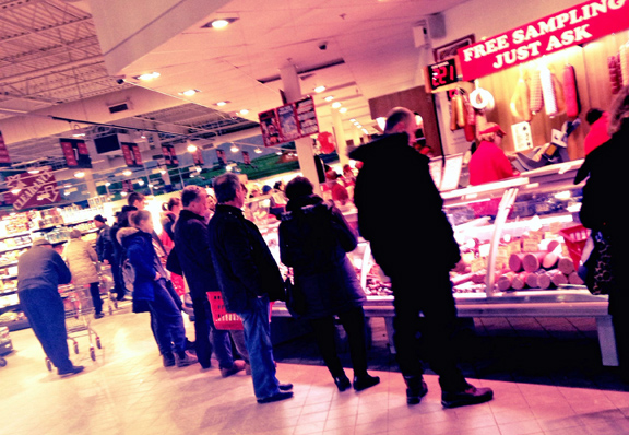 Samples at the sausage counter