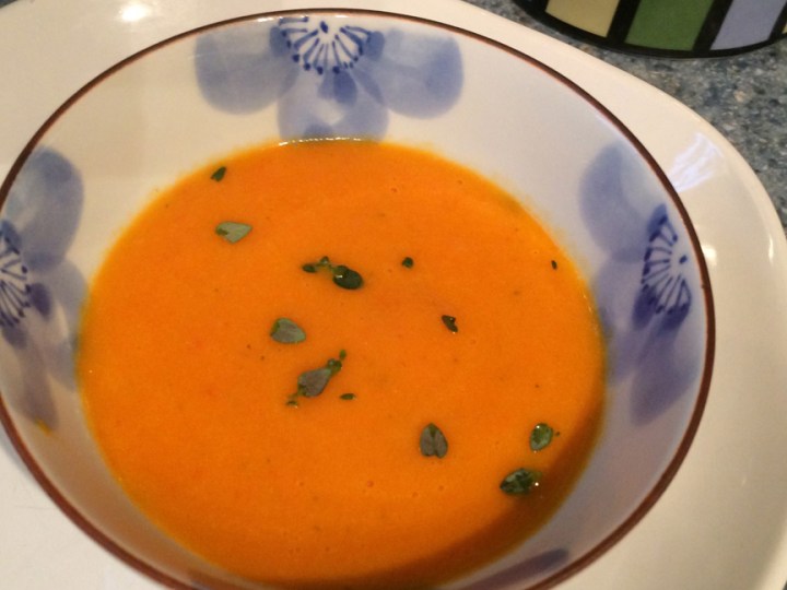 this soup is now blended up until silky and bold - ready to go!